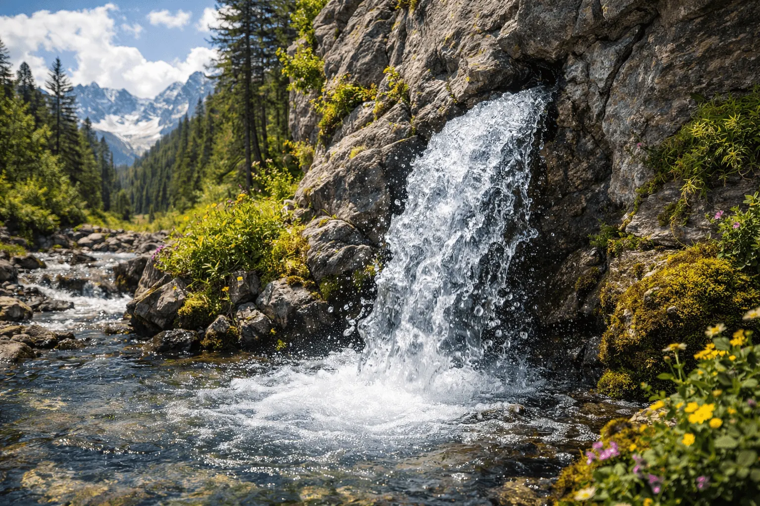 Mountain stream flowing